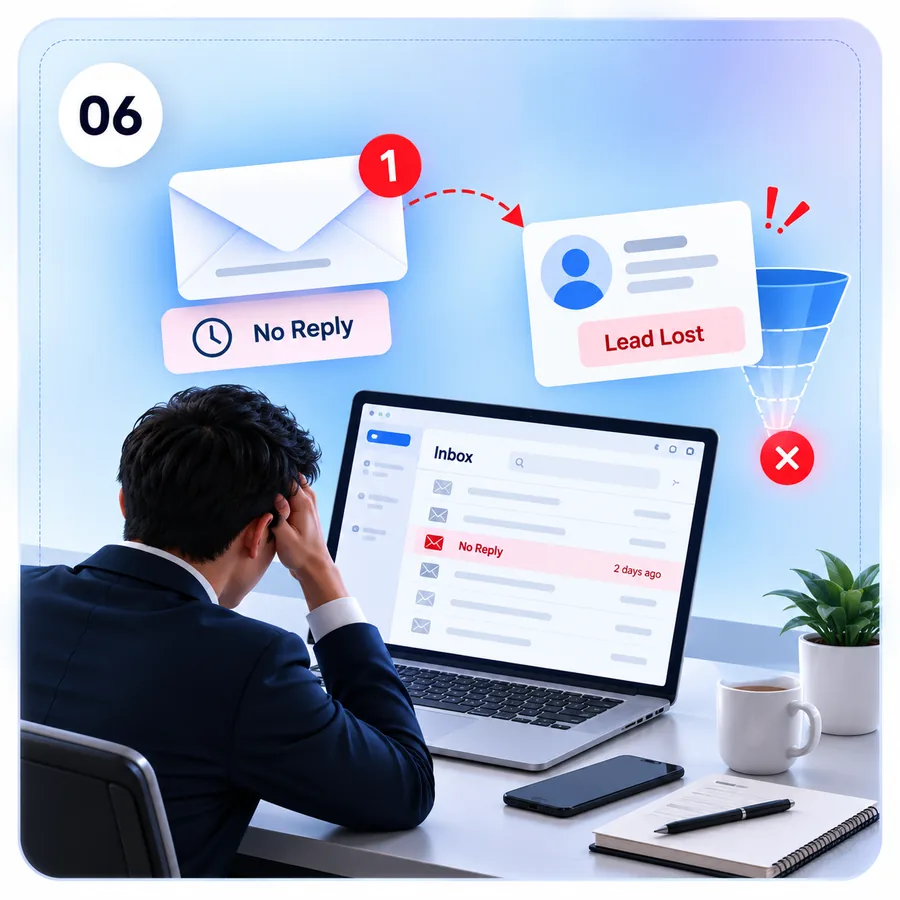 Lead lost after an unanswered email with no follow-up