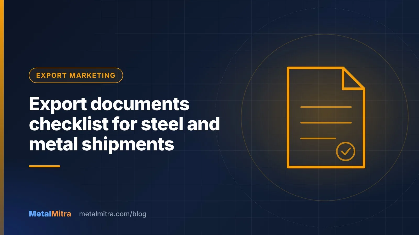 Export documents including invoice, packing list and bill of lading for a steel shipment