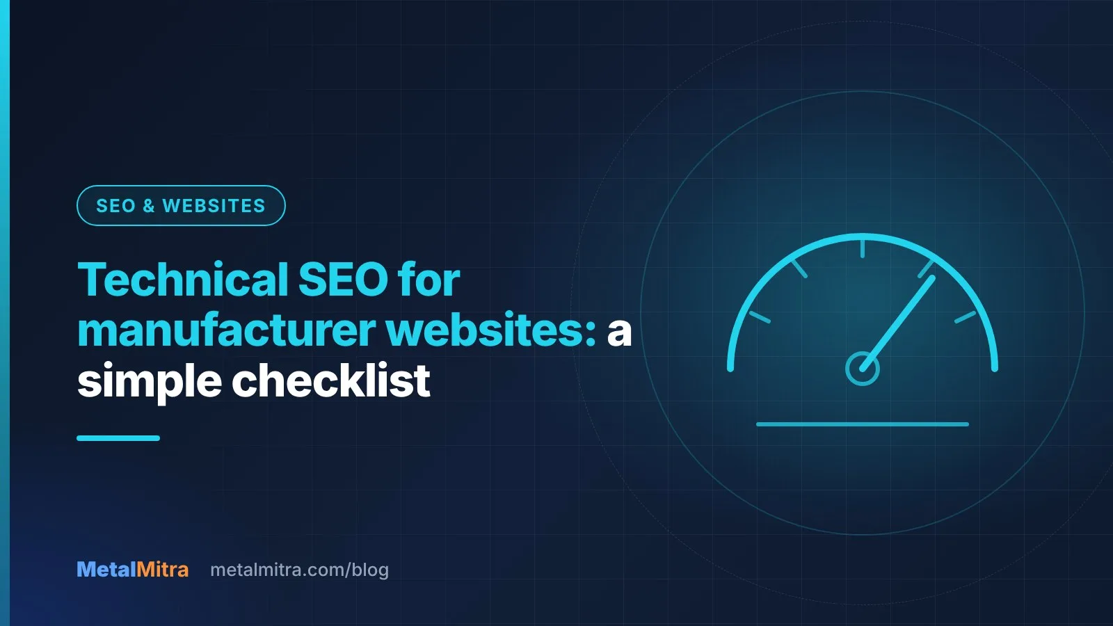 Website performance dashboard showing technical SEO scores for a manufacturer site