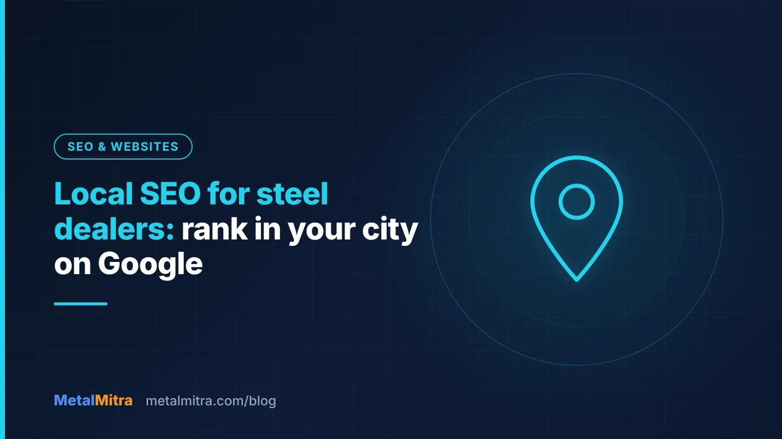 Google Maps search results showing steel dealers in a city with a highlighted listing