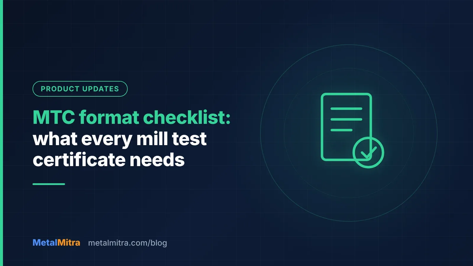 Mill test certificate format with chemical and mechanical test tables and inspector signature
